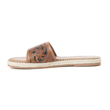 Load image into Gallery viewer, Dustlily Trail Handtooled Sandals in Rawhide Tan
