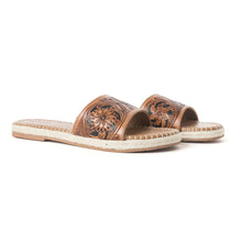 Load image into Gallery viewer, Dustlily Trail Handtooled Sandals in Rawhide Tan

