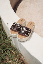 Load image into Gallery viewer, Mesa Mane Hairon Leather Sandals in Black &amp; White
