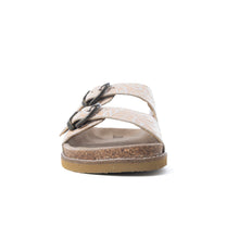 Load image into Gallery viewer, Myra Desert Lily Embossed Leather Sandals in Antique White
