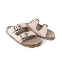 Load image into Gallery viewer, Myra Desert Lily Embossed Leather Sandals in Antique White
