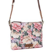 Load image into Gallery viewer, Myra Wildflower Trail Cotton &amp; Leather Crossbody Bag in Vintage Rose
