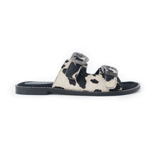 Load image into Gallery viewer, Myra Midnight Grove Hairon Leather Sandals in Ranch Ivory
