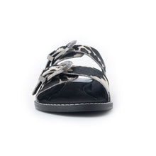 Load image into Gallery viewer, Myra Midnight Grove Hairon Leather Sandals in Ranch Ivory
