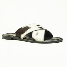 Load image into Gallery viewer, Myra El Paso Dawn Hairon Leather Sandals in Speckled White
