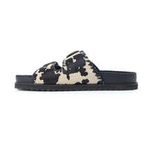 Load image into Gallery viewer, Myra Coyote Crest Hairon Leather Sandals in Vanilla White
