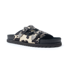Load image into Gallery viewer, Myra Coyote Crest Hairon Leather Sandals in Vanilla White
