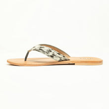 Load image into Gallery viewer, Myra Echo Valley Hairon Leather Sandals in Spotted Ivory
