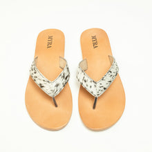 Load image into Gallery viewer, Myra Echo Valley Hairon Leather Sandals in Spotted Ivory
