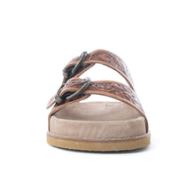 Load image into Gallery viewer, Myra Desert Fern Handtooled Leather Sandals in Autumn Tan
