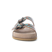 Load image into Gallery viewer, Myra Meadow Sky Handtooled Leather Sandals in Sagewave Blue

