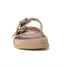 Load image into Gallery viewer, Myra Willow Bloom Handtooled Leather Sandals in Ashen Brown
