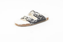 Load image into Gallery viewer, Prairie Winds Fur Comfort Hairon Leather Sandals In Black &amp; White

