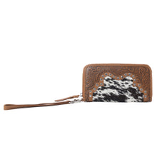 Load image into Gallery viewer, Myra Sunset Ridge Handtooled Hairon Leather Wallet in Honey Snow
