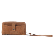 Load image into Gallery viewer, Myra Sunset Ridge Handtooled Hairon Leather Wallet in Honey Snow
