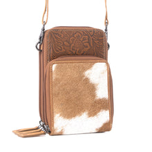 Load image into Gallery viewer, Myra Rustler Ridge Embossed Leather Hairon Sling Bag in Sandstone Cream
