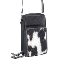 Load image into Gallery viewer, Myra Rustler Ridge Embossed Leather Hairon Sling Bag in Slate Smoke
