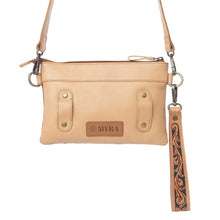 Load image into Gallery viewer, Myra Stone Barrow Hairon Leather Bag in Ochre Frost
