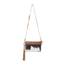 Load image into Gallery viewer, Myra Stone Barrow Hairon Leather Bag in Ochre Frost
