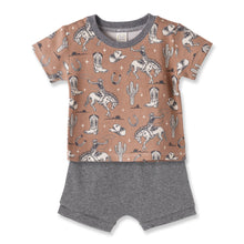 Load image into Gallery viewer, Wild Wrangler/Brown Western Bamboo Cotton Boys' Short Set
