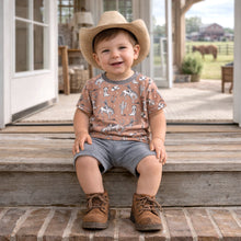 Load image into Gallery viewer, Wild Wrangler/Brown Western Bamboo Cotton Boys' Short Set
